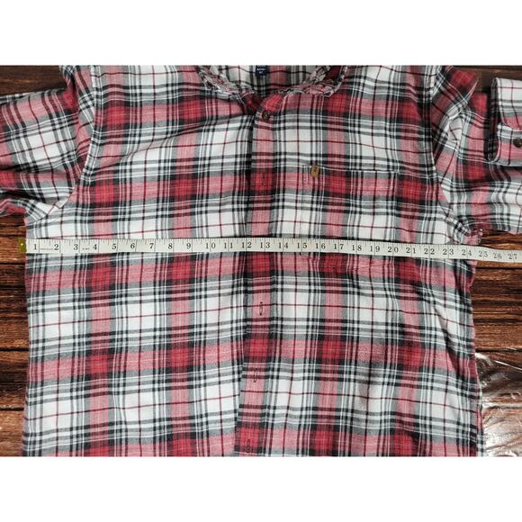 IZOD Lightweight Long Sleeved Flannel Shirt Red Plaid XL - Picture 4 of 5
